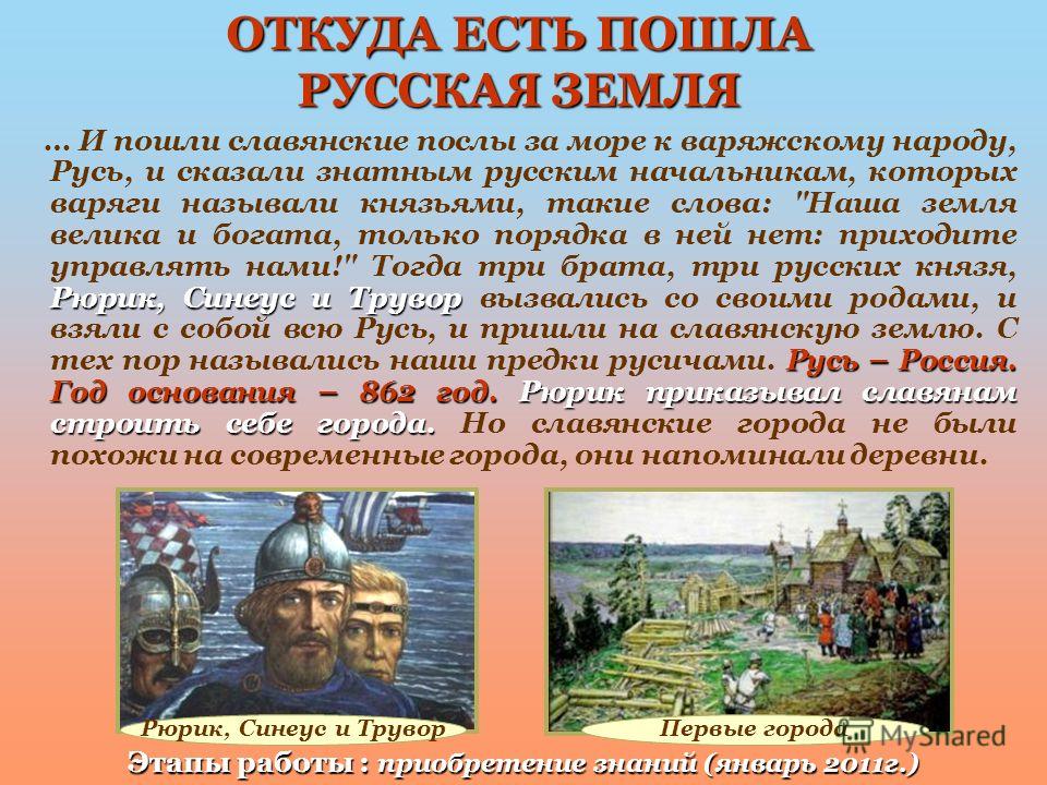 Рюрик с чего пошла земля русская Рюрик с чего пошла земля русская