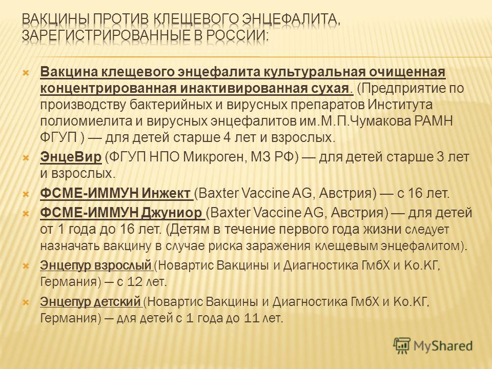 Схема прививок против клещевого энцефалита Схема прививок против клещевого энцефалита