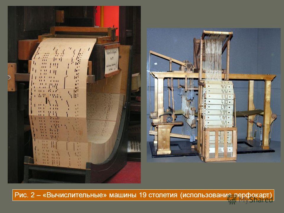 Рис. 2 – «Вычислительные» машины 19 столетия (использование перфокарт)