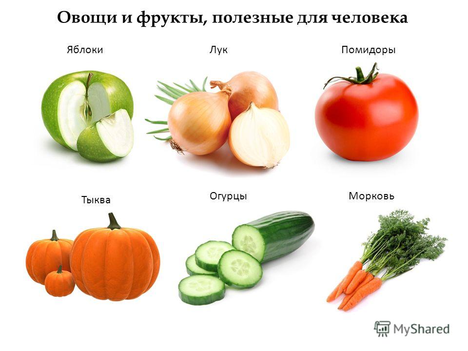ЯблокиЛукПомидоры Тыква ОгурцыМорковь Овощи и фрукты, полезные для человека