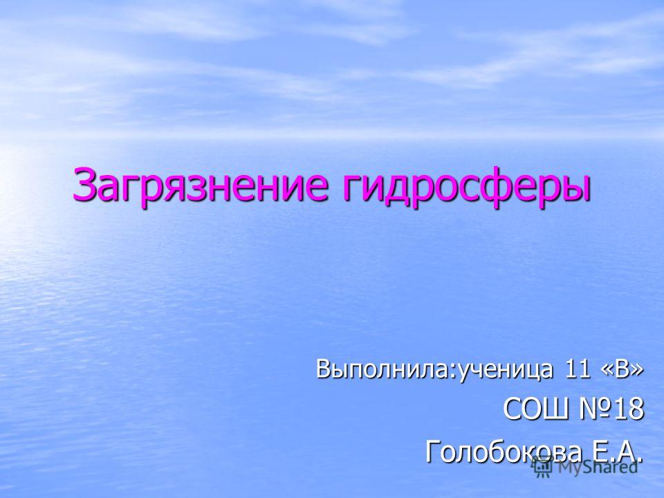 Реферат: Антропогенное загрязнение гидросферы 2