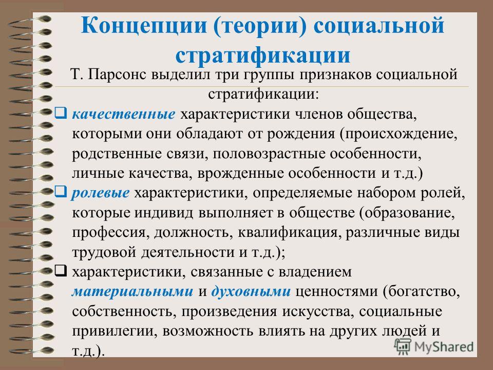 Теории социальной стратификации презентация
