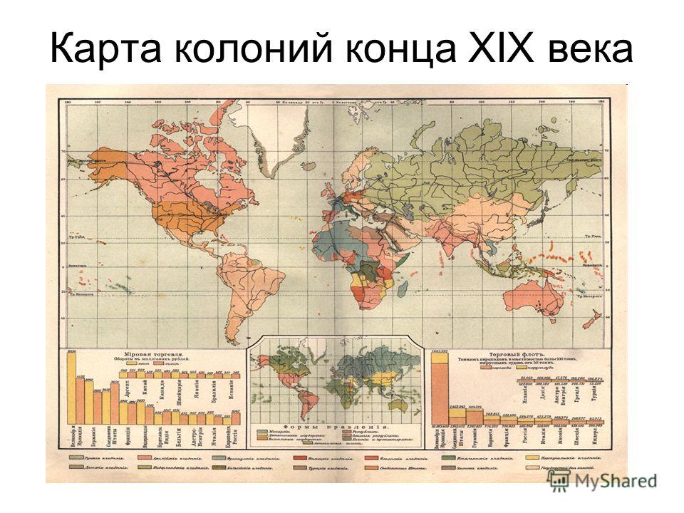 Карта колоний конца XIX века