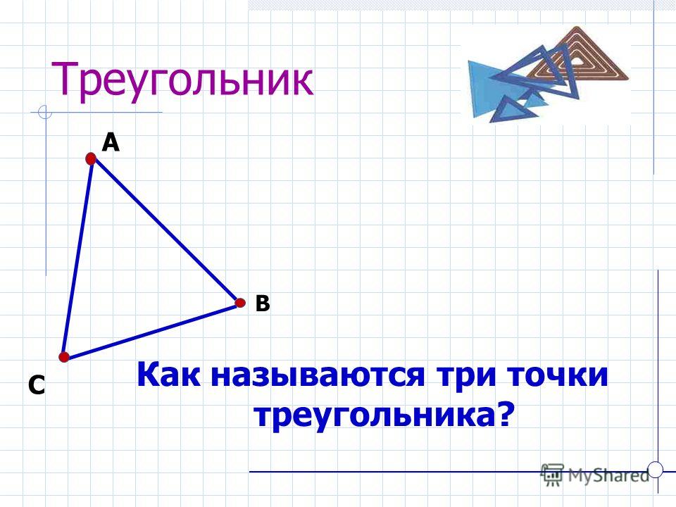 Треугольник Как называются три точки треугольника? А В С