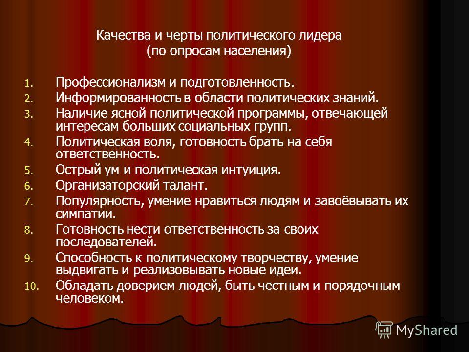 Реферат: Политическое лидерство и политические лидеры