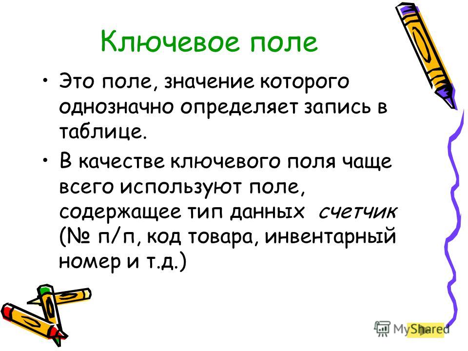 Фото КЛЮЧЕВОЕ ПОЛЕ ЭТО В ИНФОРМАТИКЕ