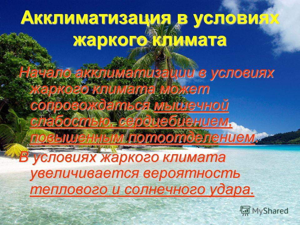 Приспособление человека к условиям жаркого климата реферат 7958