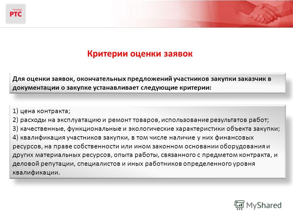 Критерии оценки заявок конкурса Критерии оценки заявок конкурса