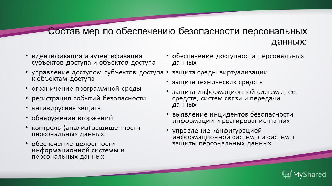 План мероприятий по обеспечению защиты персональных данных
