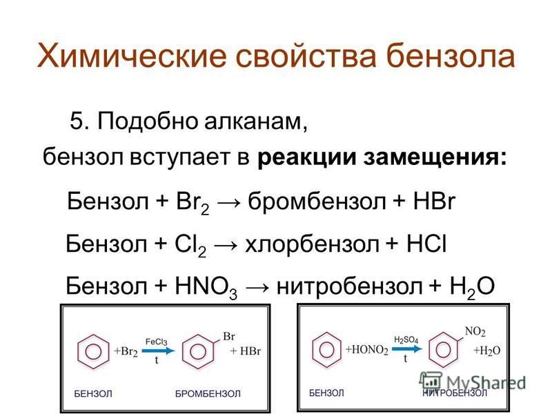 Напишите схемы реакций бензол