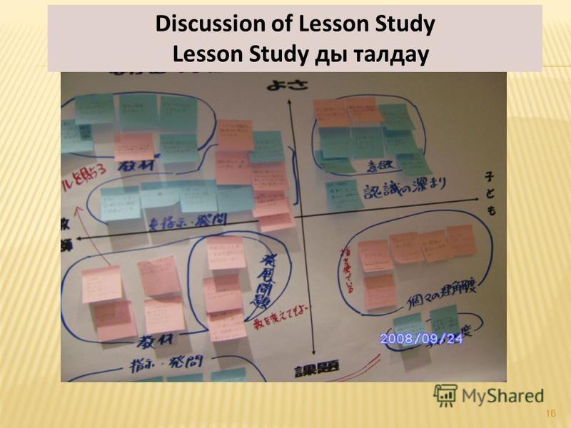 16 Discussion of Lesson Study Lesson Study ты талдау