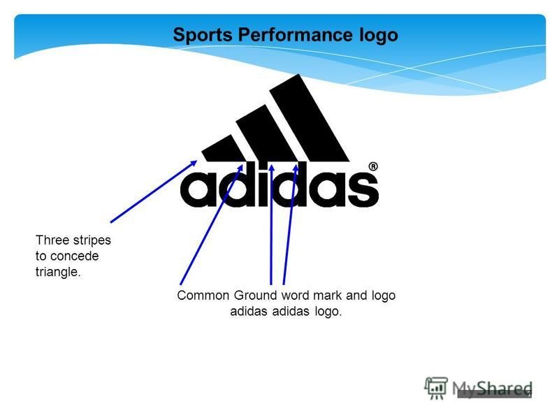 7 Common Ground word mark and logo adidas adidas logo. Three stripes to concede triangle. Sports Performance logo