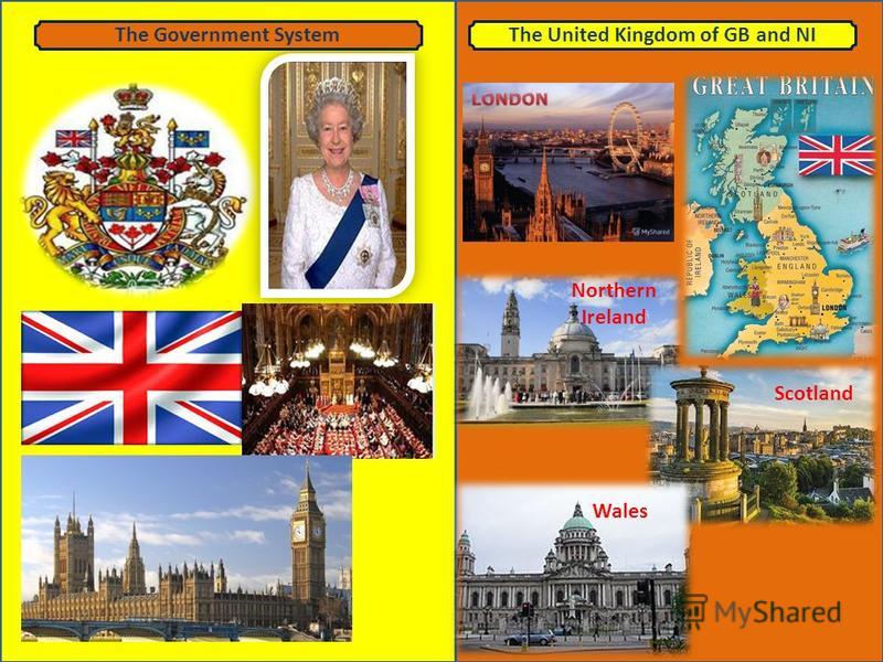 The Government SystemThe United Kingdom of GB and NI Northern Ireland Scotland Wales