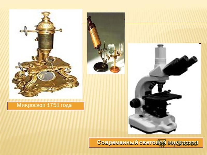 Микроскоп 1751 года Современный световой микроскоп Современный световой микроскоп