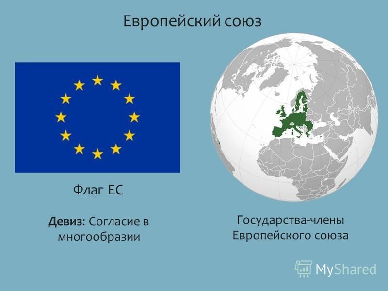 Европейский союз Флаг ЕС Девиз: Согласие в многообразии Государства-члены Европейского союза