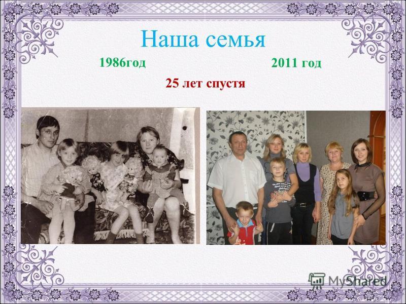 Наша семья 1986 год 2011 год 25 лет спустя