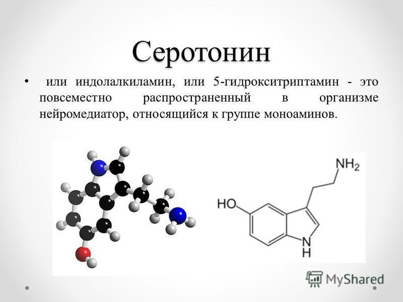 Серотонин или индолалкиламин, или 5-гидрокситриптамин - это повсеместно распространенный в организме нейромедиатор, относящийся к группе моноаминов.