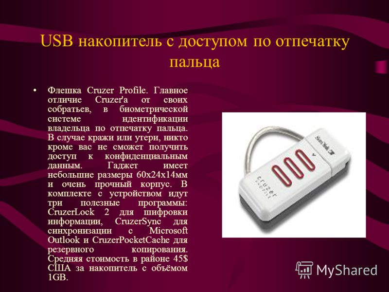 USB накопитель с доступом по отпечатку пальца Флешка Cruzer Profile. Главное отличие Cruzer'а от своих собратьев, в биометрической системе идентификац