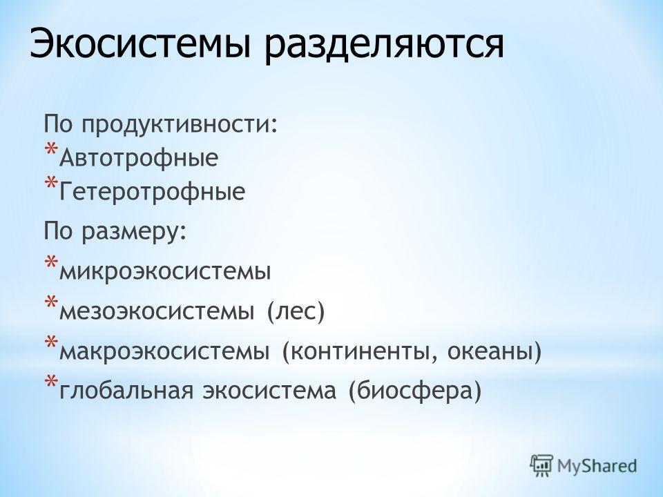 мезоэкосистемы примеры