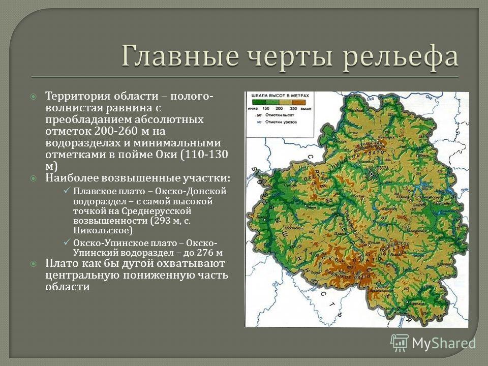 Карта высот и рельефа московской
