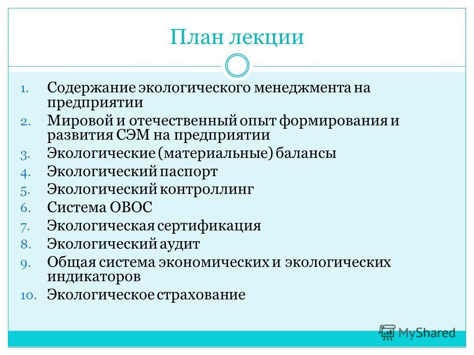 Реферат по теме Экологический менеджмент Реферат по теме Экологический менеджмент