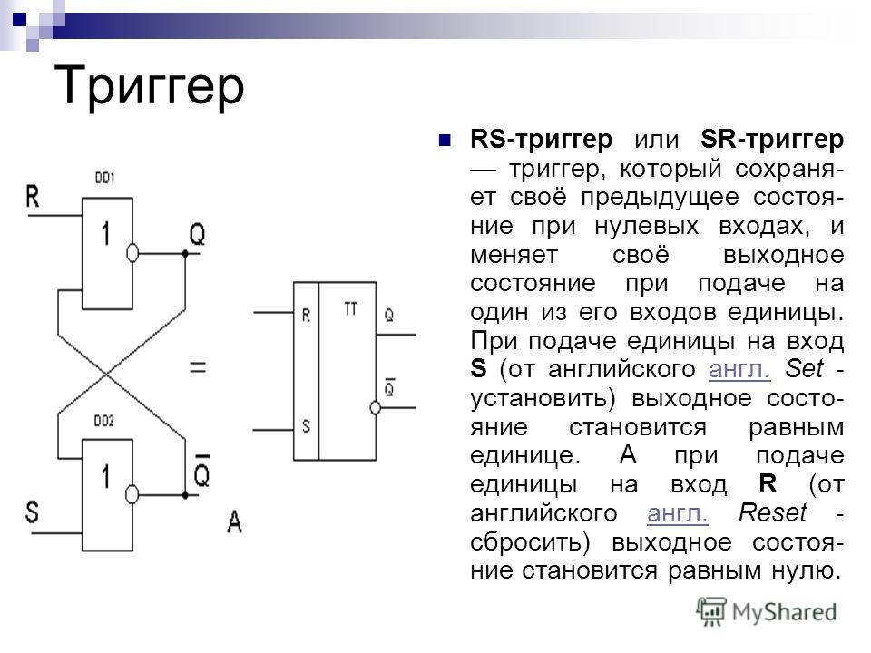 Схема rs-триггера. принцип работы Схема rs-триггера. принцип работы