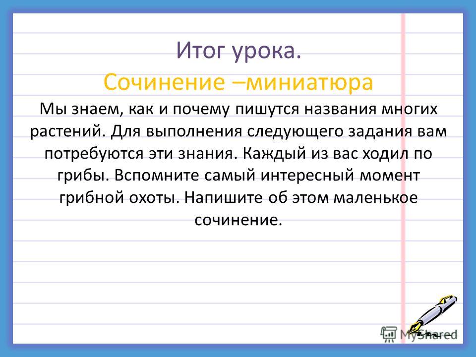 Сочинение миниатюра план написания