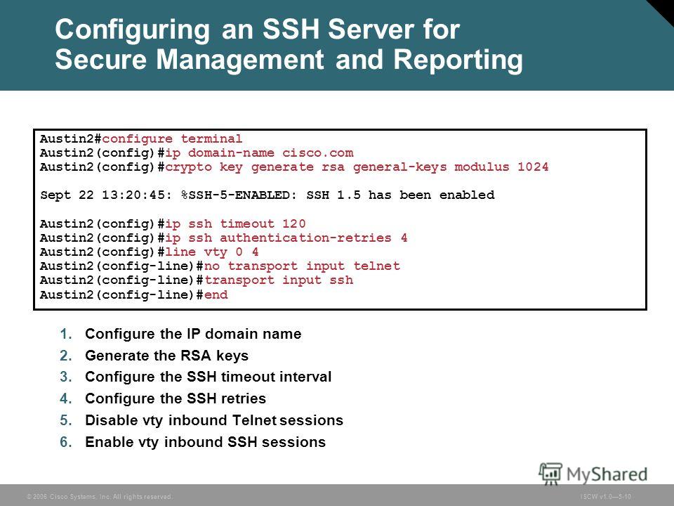 Презентация на тему: "© 2006 Cisco Systems, Inc. All rights reserved.ISCW v  Cisco Device Hardening Securing Management and Reporting Features.".  Скачать бесплатно и без регистрации.