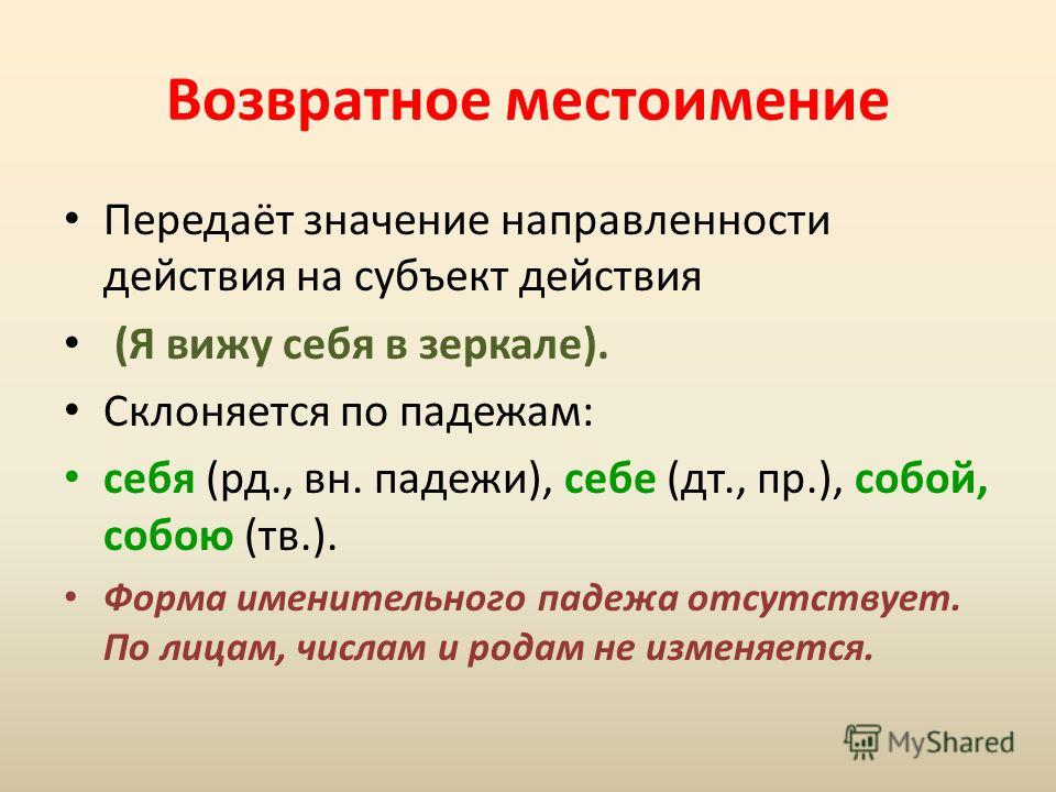 Возвратные местоимения в русском примеры