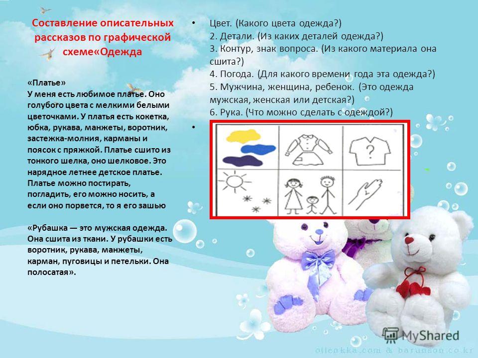 опорные схемы для составления описательных рассказов