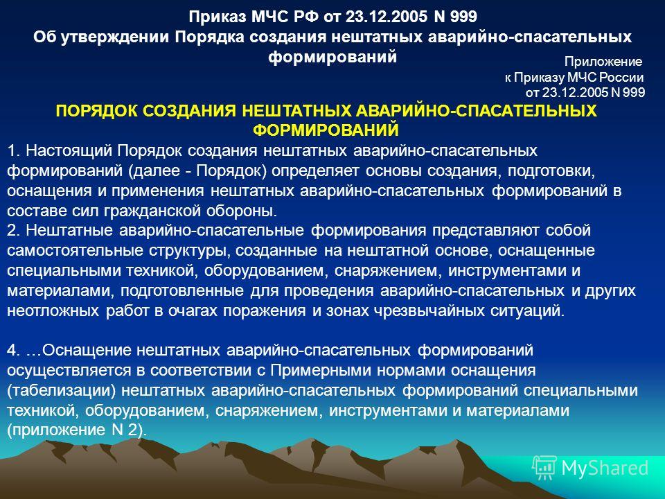 приказ мчс россии 999 от 23.12.2005 с изменениями