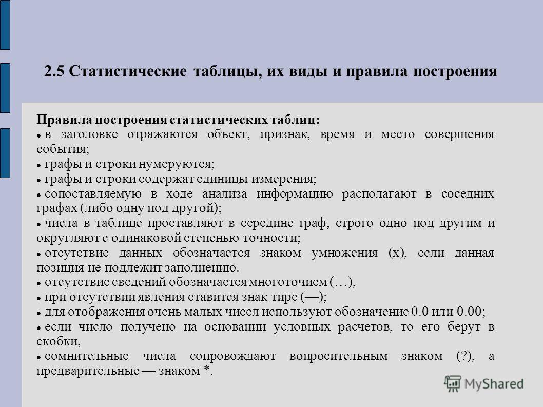 Правила оформления статистических таблиц фото