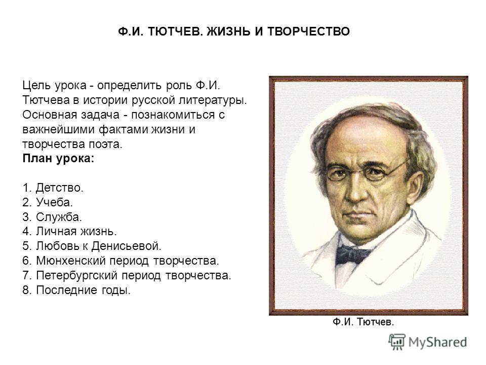 Сочинение по теме Биография и творчество Ф. И. Тютчева