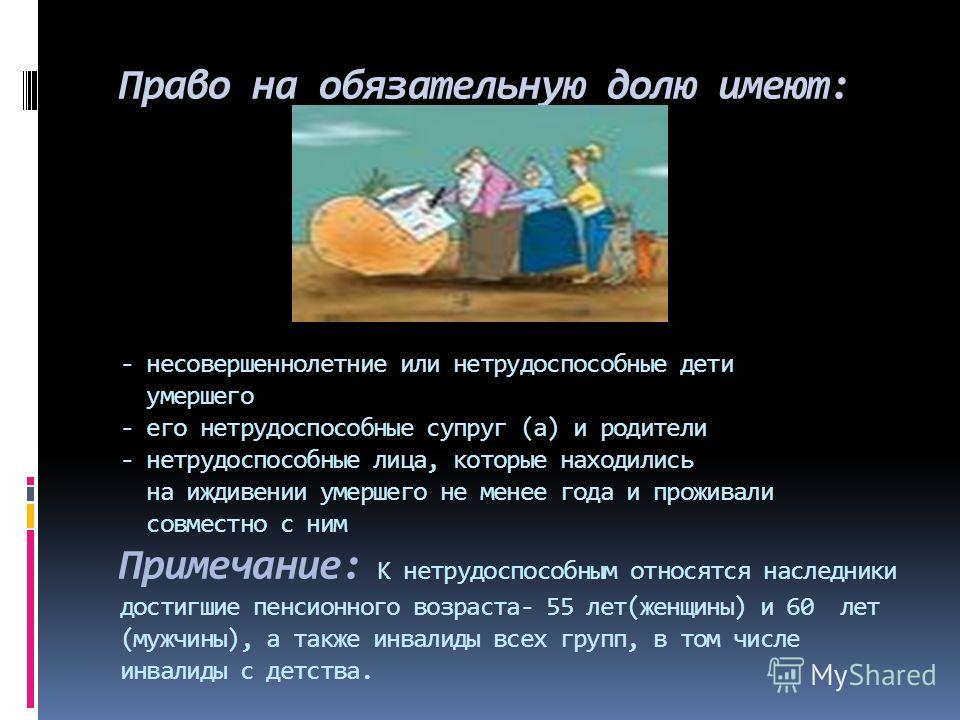 оставалось право на обязательную долю в наследстве и лица имеющие это право Он-то