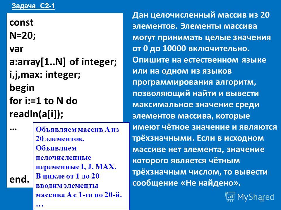 Напишите примеры элементов массива