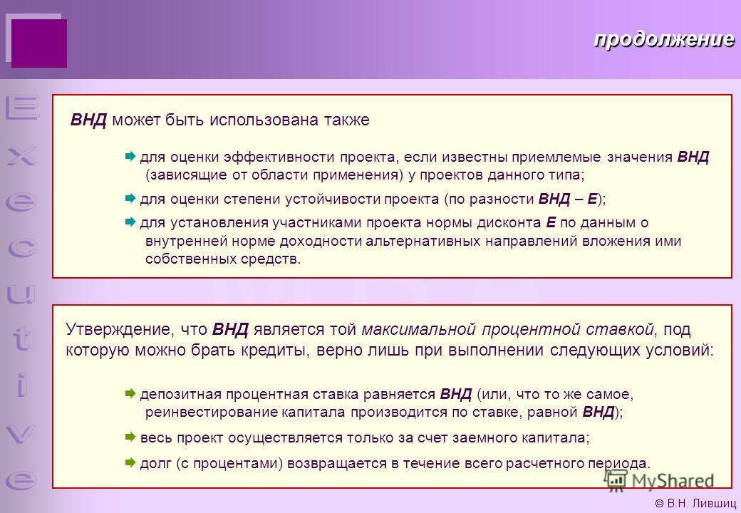 Оценка эффективности инвестиционных проектов лившиц