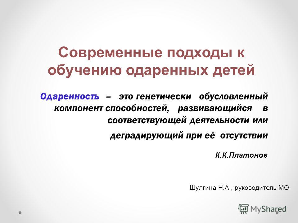 Реферат: Проблемы одаренности детей младшего школьного возраста