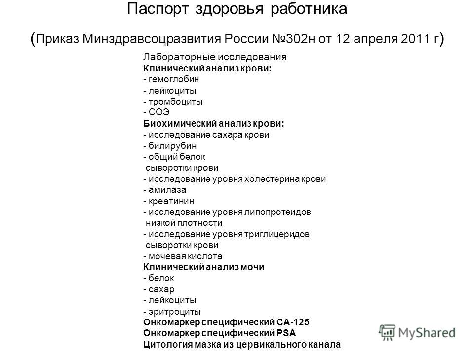 по-прежнему Паспорт здоровья работника этого