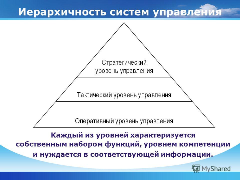 Иерархическая схема в организации Иерархическая схема в организации