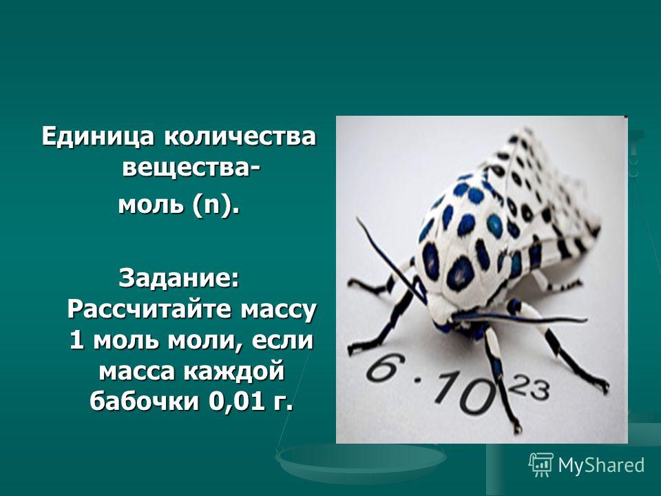 Презентация - Количество вещества. Молярная масса