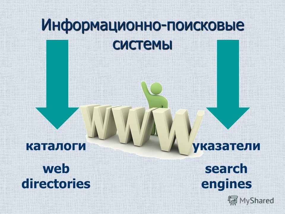 Информационно-поисковые системы каталоги web directories указатели search engines