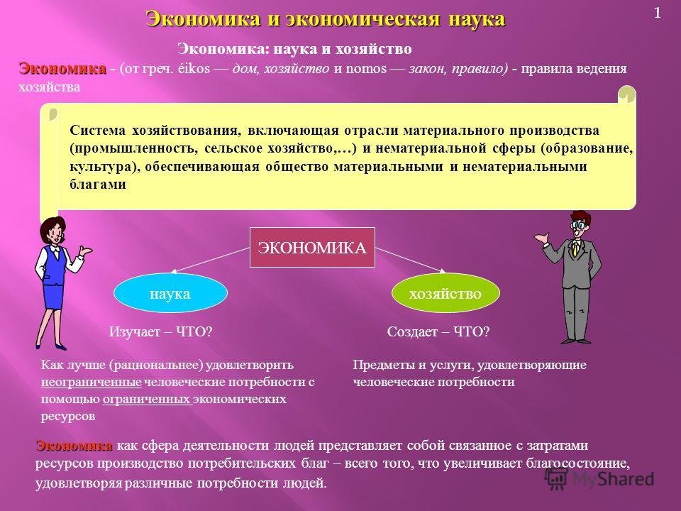 Тема 1. Экономика, ее роль в жизни общества - Обществознание Экономика как наука и как хозяйство