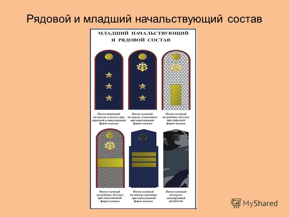 Форма одежды рядового и начальствующего составов Форма одежды рядового и начальствующего составов
