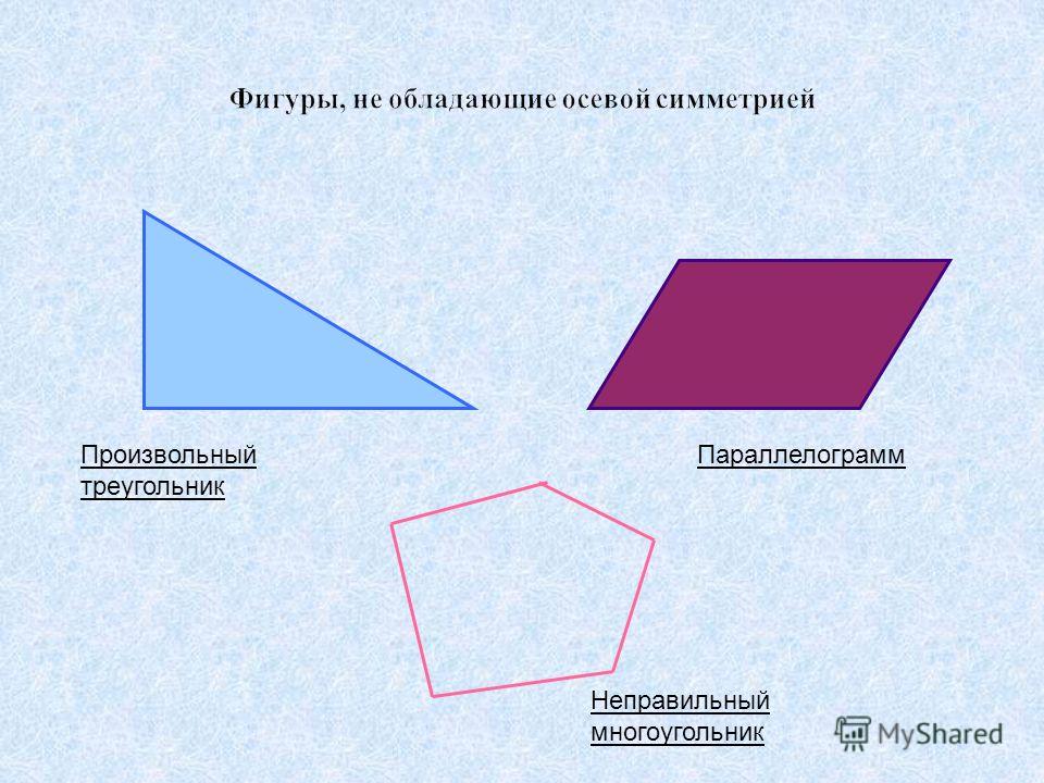 Произвольный треугольник Параллелограмм Неправильный многоугольник